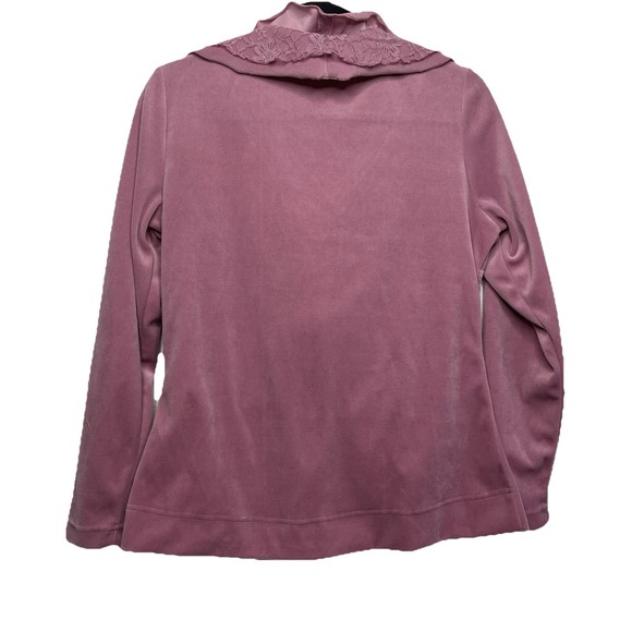 Y2K Pink Ruffle Lace Velour Zip Up Size Small Coquette Dollcore Softgirl - Picture 10 of 12